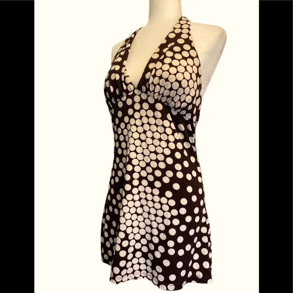 3/$18. 🌼Brown and White polka dot halter dress/tunic  size XL